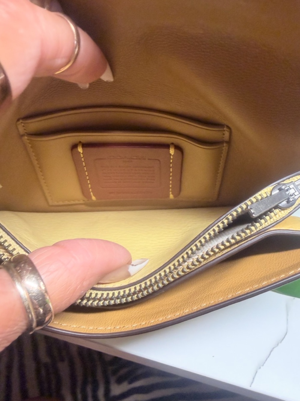 COACH HAY YELLOW/COLORBLOCK EXOTIC SNAKESKIN CLUTCH - Picture 6 of 8
